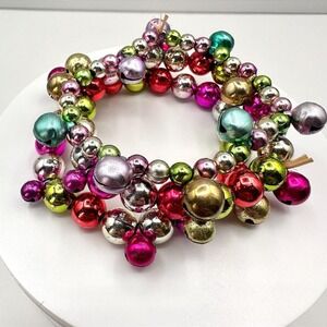 Vintage Jingle Bell Wrap Bracelet Multicolor Metallic Christmas Holiday‎ Chunky